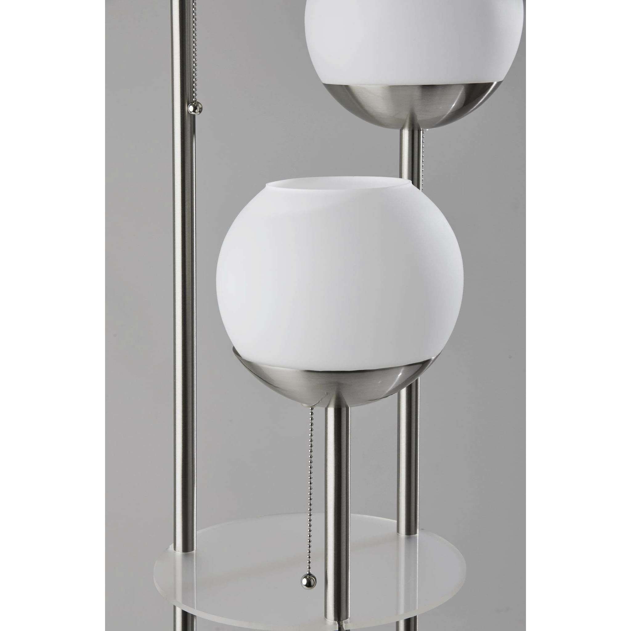 Bianca 63 inch 40.00 watt Brushed Steel Floor Lamp Portable Light, with Shelf