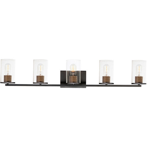 Sleek 5 Light 40 inch Antique Brass/Black Bath Vanity Wall Light