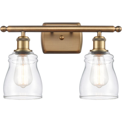 Ballston Ellery LED 16 inch Brushed Brass Bath Vanity Light Wall Light in Clear Glass, Ballston