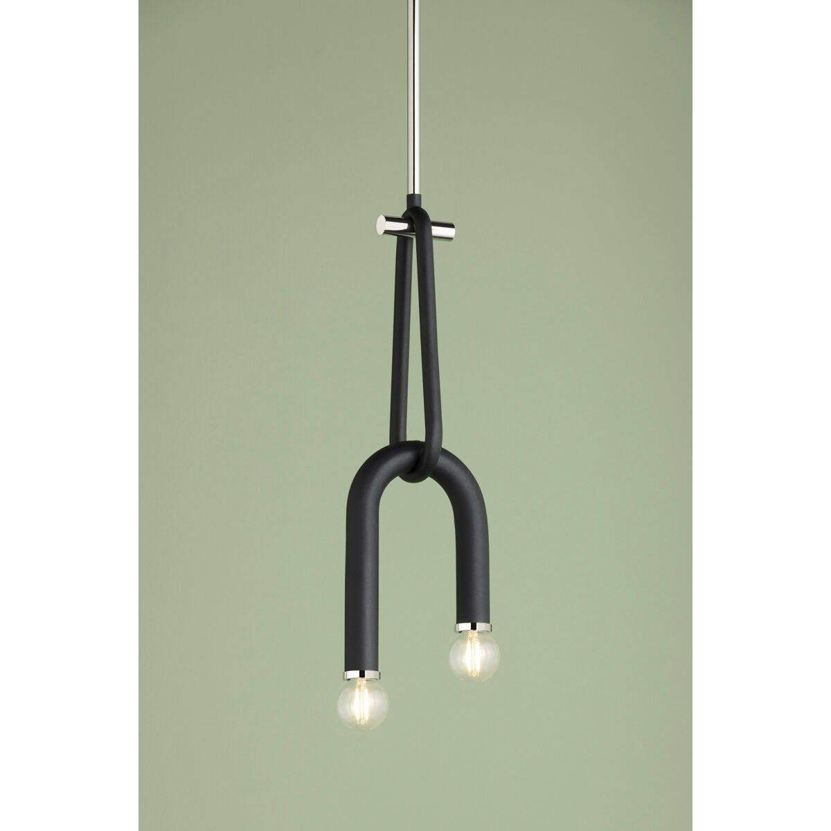 Whit 2 Light 7 inch Polished Nickel/Black Pendant Ceiling Light