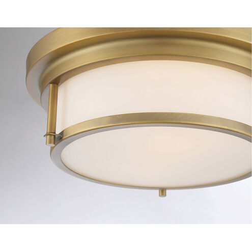 Contemporary 2 Light 13 inch Natural Brass Flush Mount Ceiling Light
