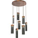 Parallel LED 24 inch Burnished Bronze Chandelier Ceiling Light in 3000K LED, Smoke Granite, Round Multi-Port