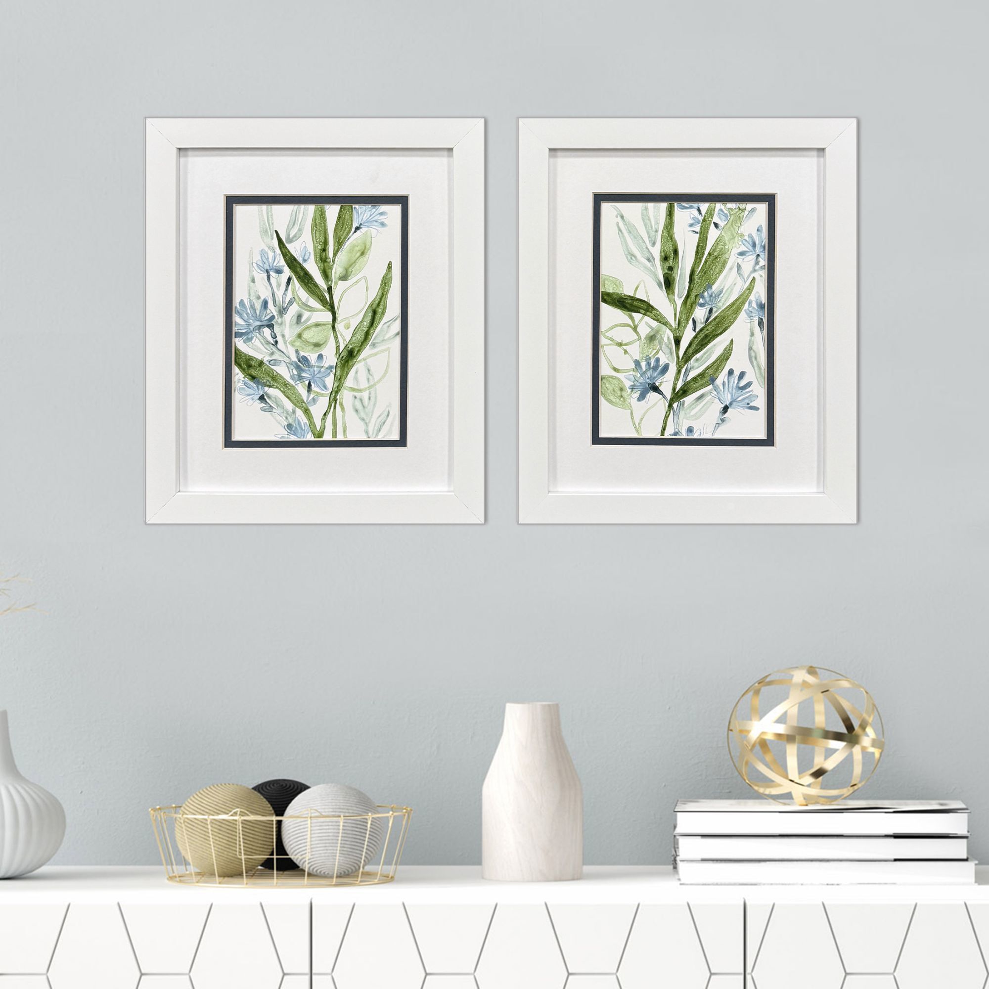 Meadow Blues Blue and Green Framed Art, Propac