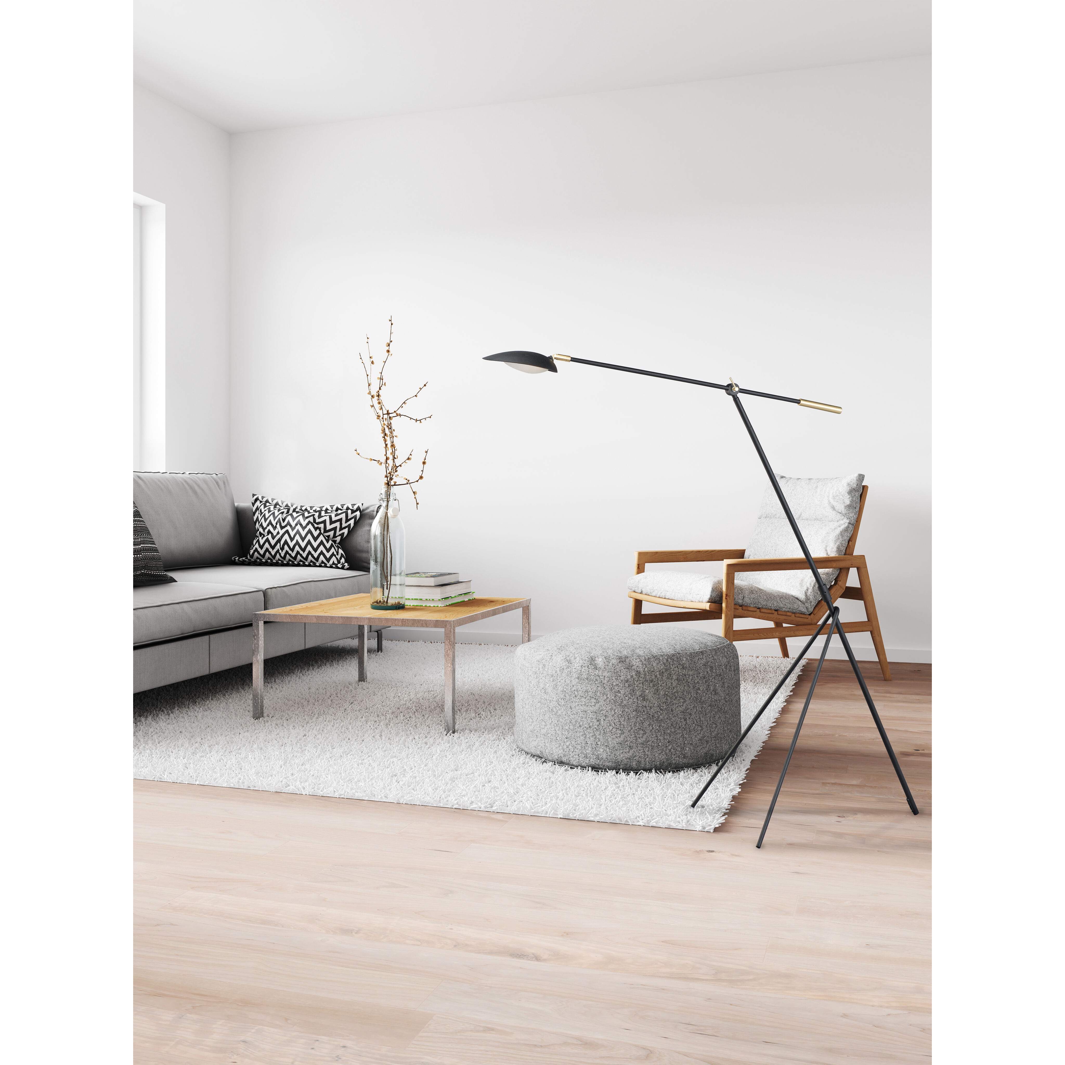 Scan 60.5 inch 6.5 watt Black/Satin Brass Floor Lamp Portable Light