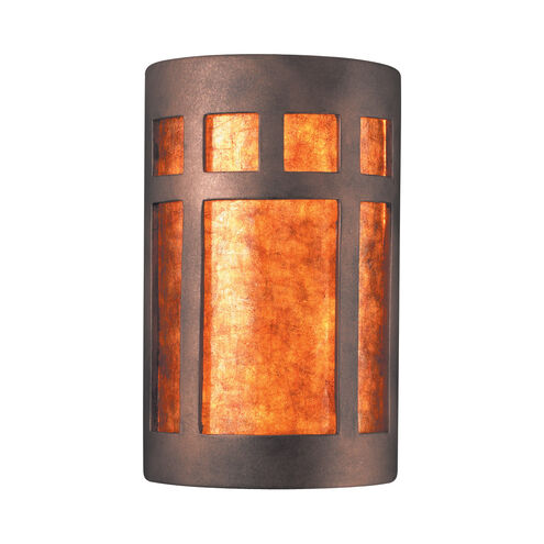 Ambiance Cylinder LED 6 inch Sienna Brown Crackle ADA Wall Sconce Wall Light in 1000 Lm LED, Mica, Small