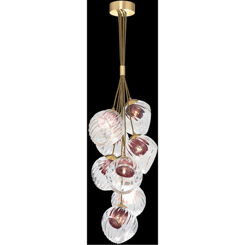 Nest 8 Light 16 inch Gold Pendant Ceiling Light in Amethyst Studio Glass