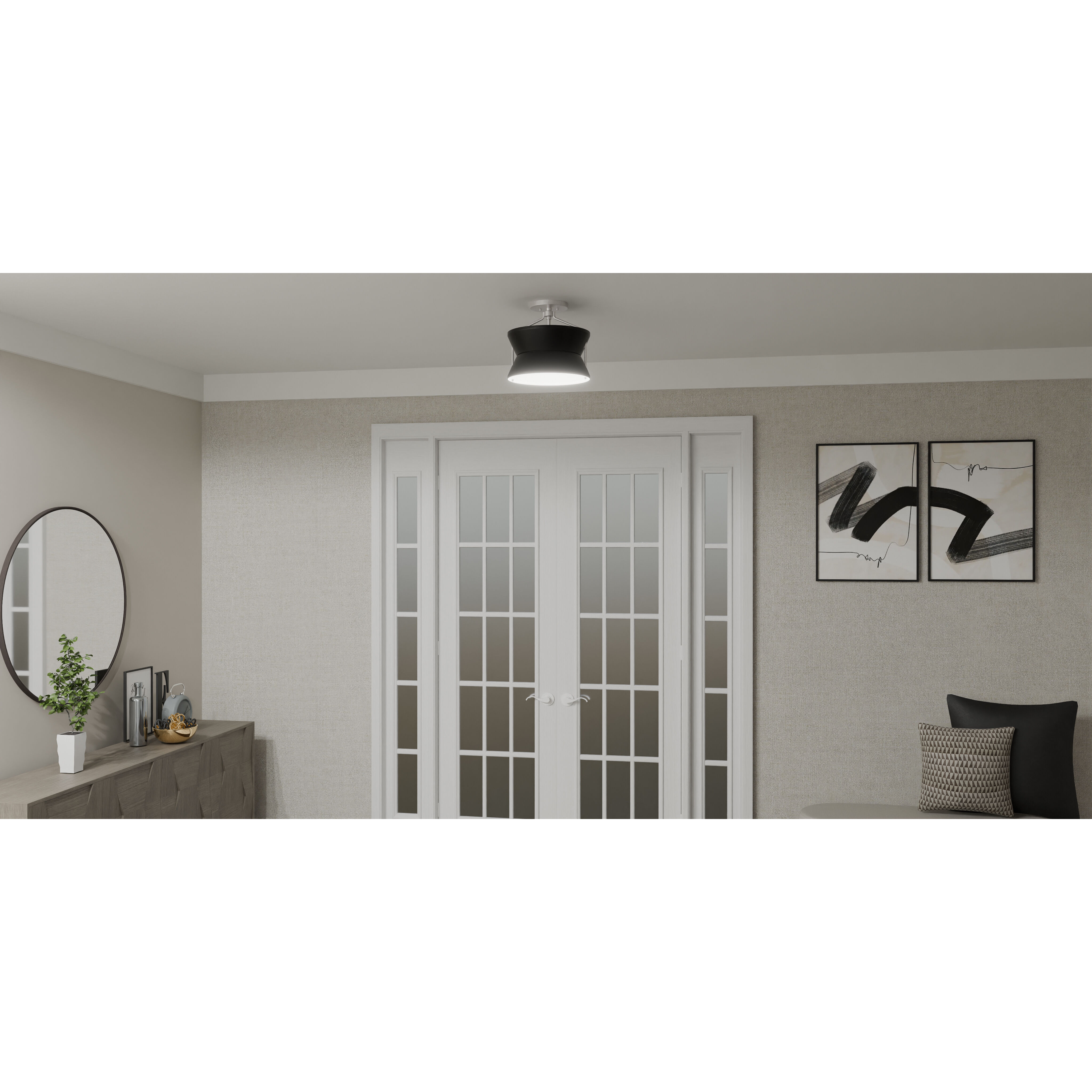 Nira 2 Light 13 inch Brushed Nickel Semi-Flush Mount Ceiling Light, Medium