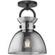 Alora Mood Waldo 1 Light 8.75 inch Matte Black/Smoked Semi-Flush Mount Ceiling Light in Smoked Glass