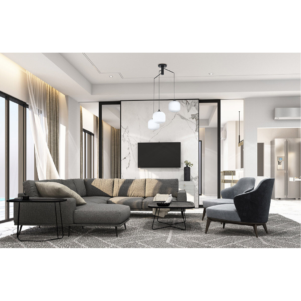 Mantunalle 3 Light 24.45 inch Black Pendant Ceiling Light