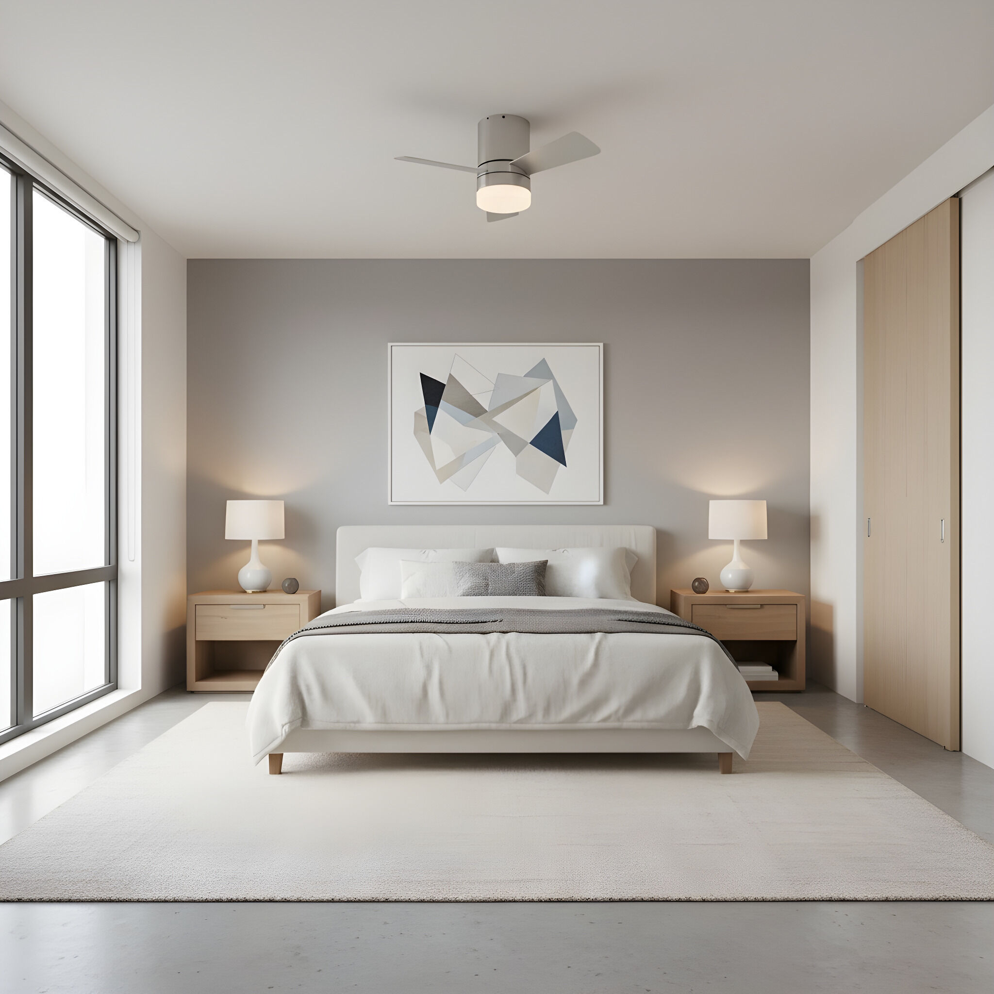 Era 32 Hugger LED 32 inch Brushed Nickel with Silver/American Walnut Blades Ceiling Fan