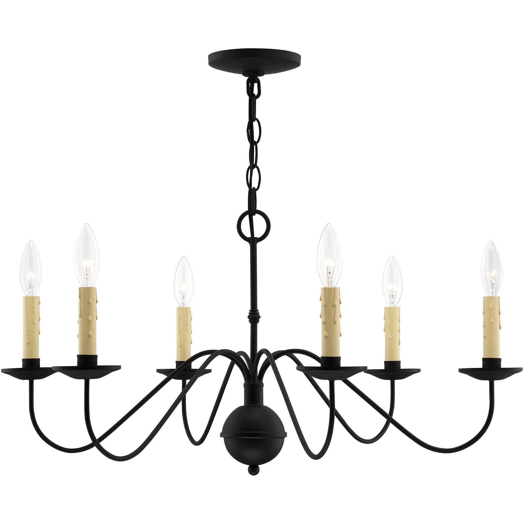Heritage 6 Light 28 inch Black Chandelier Ceiling Light