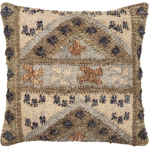 Luanda 20 inch Dark Brown Pillow Kit in 20 x 20, Square