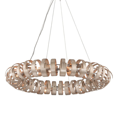 Recoil 14 Light 48.5 inch Textured Silver Leaf Pendant Ceiling Light