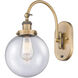 Franklin Restoration Beacon LED 8 inch Brushed Brass Sconce Wall Light in Seedy Glass