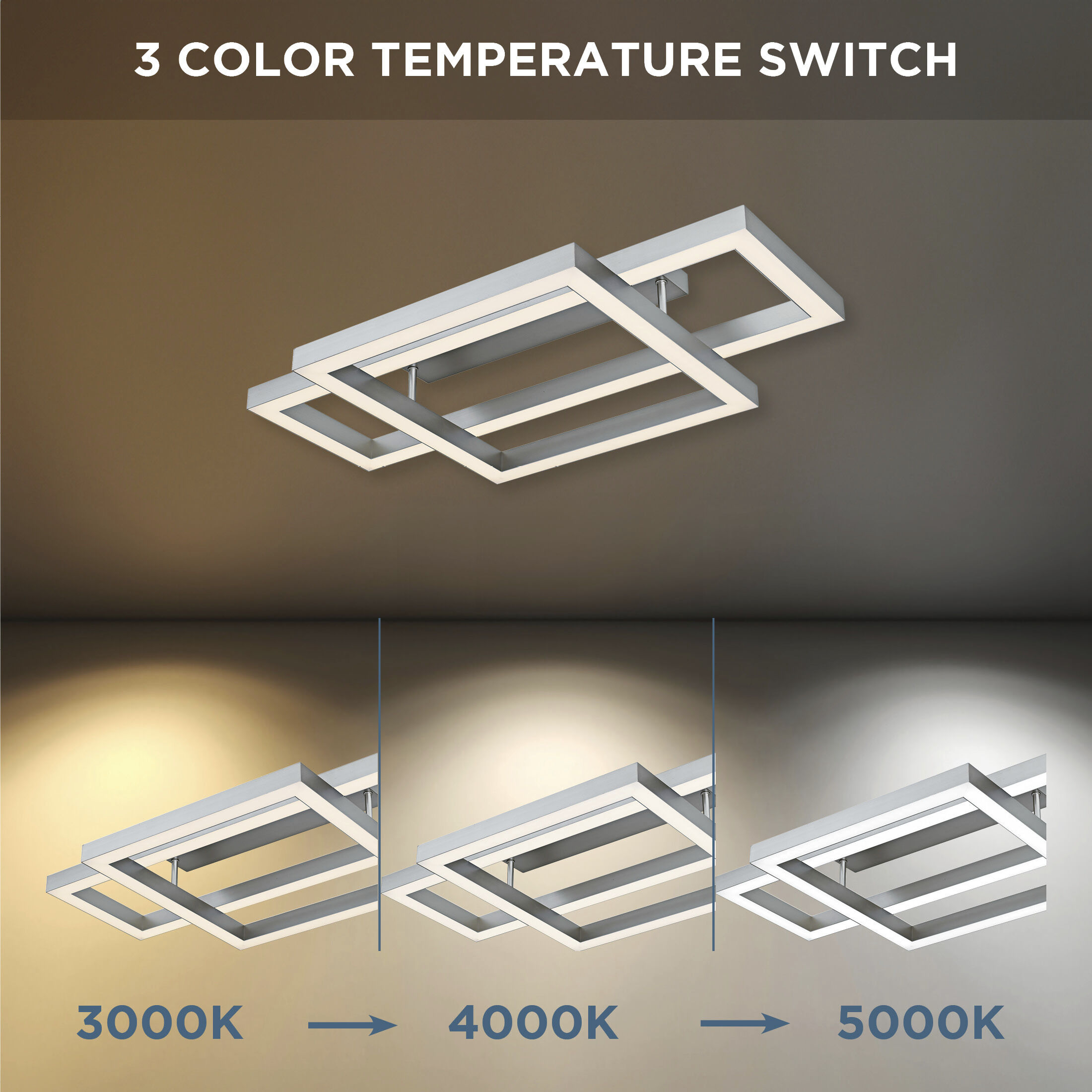 Lawless LED 36 inch Painted Brushed Nickel Semi-Flush Mount Ceiling Light, Extra Large