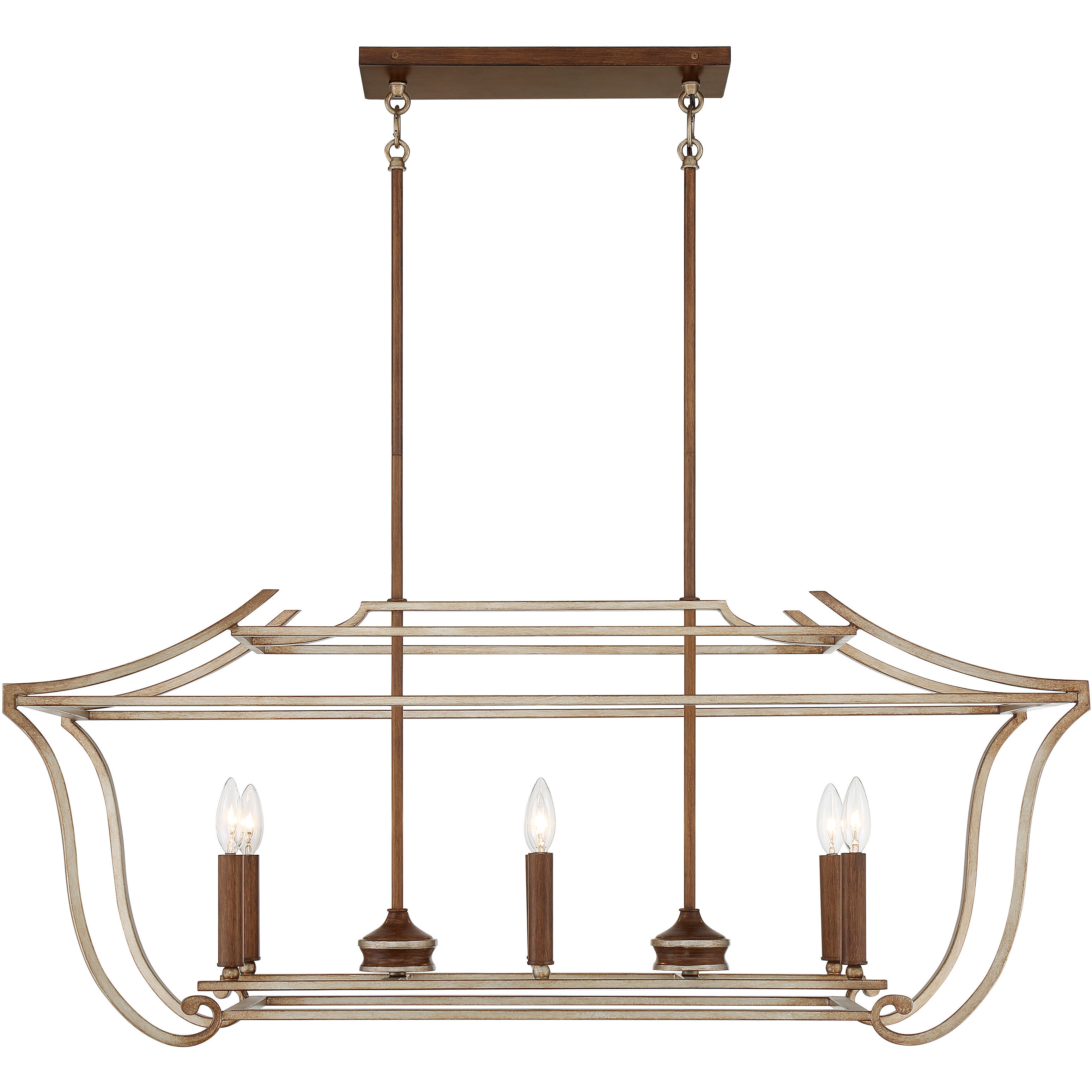 Magnolia Manor 6 Light 42.13 inch Pale Gold with Distressed Bronze Island Light Ceiling Light