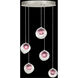 Nest 5 Light 27.5 inch Silver Pendant Ceiling Light in Amethyst Studio Glass