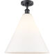 Ballston Cone 1 Light 16 inch Matte Black Semi-Flush Mount Ceiling Light in Matte White Glass