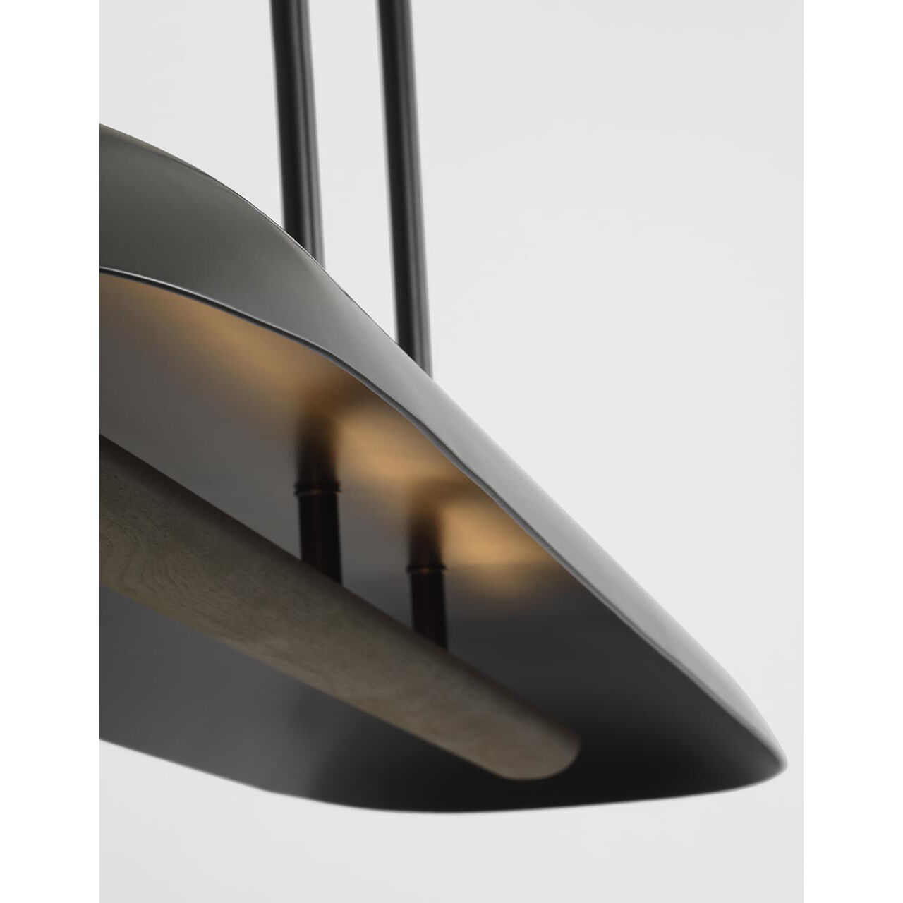 Anne-Marie Barton Remi Linear Pendant Ceiling Light in Matte Carbon and Warm Walnut