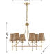 Ashbury 6 Light 30 inch Warm Brass Chandelier Ceiling Light