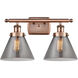 Ballston Large Cone 2 Light 16 inch Antique Copper Bath Vanity Light Wall Light in Plated Smoke Glass