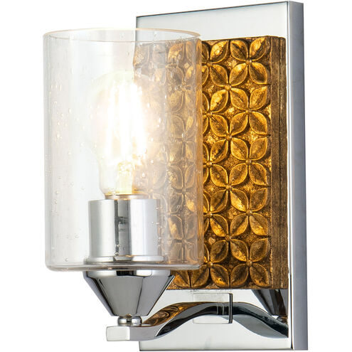 Arcadia 1 Light 5 inch PC Bath Light Wall Light in Polished Chrome with Gold