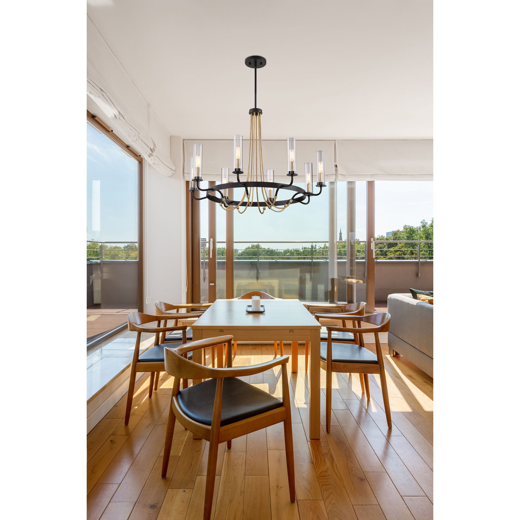 Kearney 8 Light 32 inch Vintage Black with Warm Brass Chandelier Ceiling Light