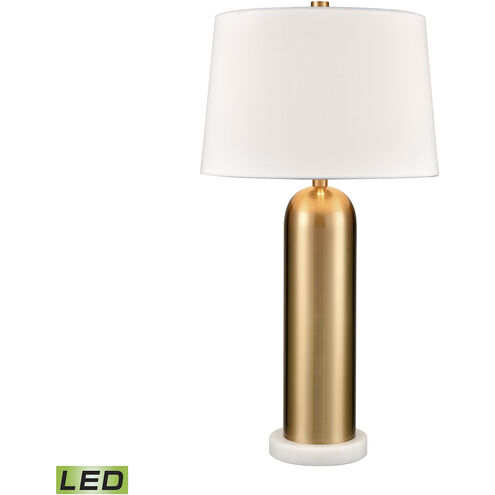 Elishaw 30 inch 9 watt Aged Brass with White Table Lamp Portable Light