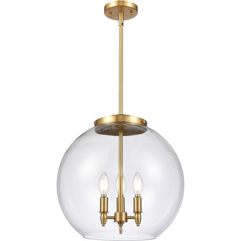 Ballston Athens 3 Light 15.75 inch Satin Gold Statement Pendant Ceiling Light in Incandescent, Clear