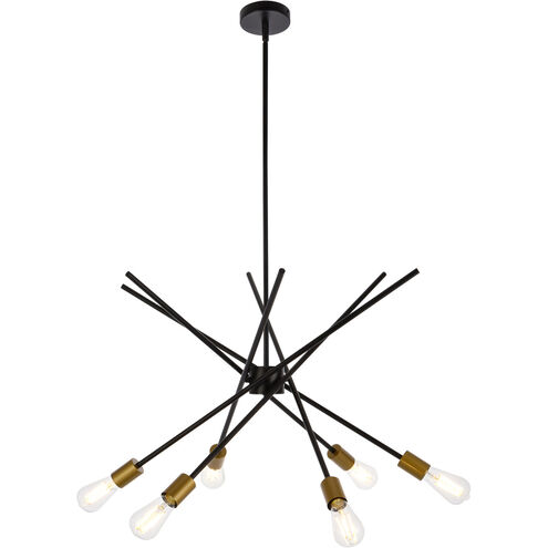 Armin 6 Light 32 inch Black and Brass Pendant Ceiling Light