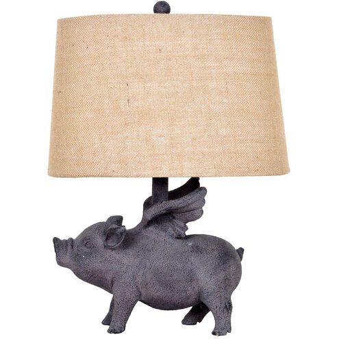 Hogs Fly 21 inch 60 watt Antique Iron Table Lamp Portable Light