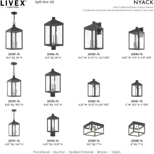 Nyack 3 Light 18 inch Scandinavian Gray Outdoor Wall Lantern