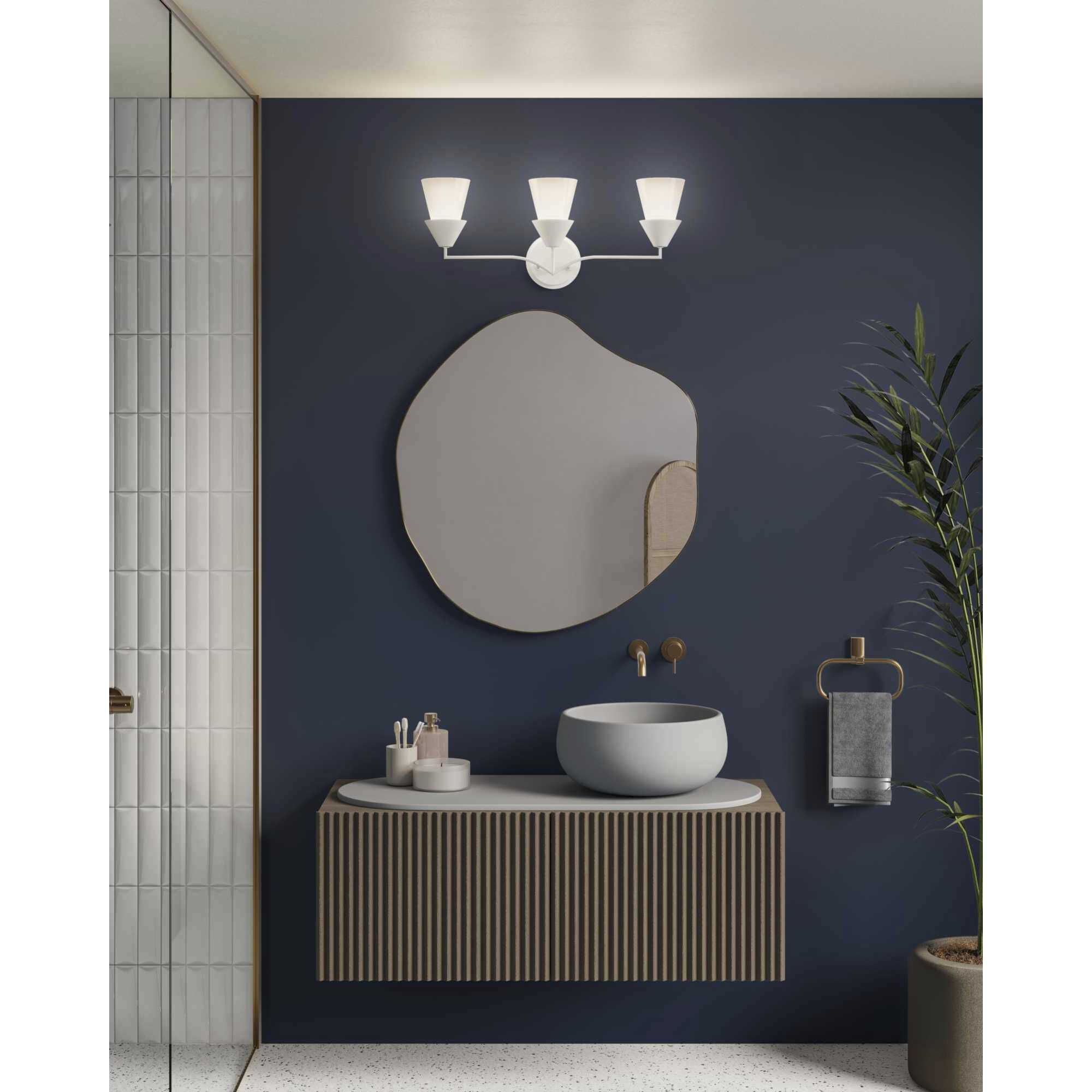 Pinellas 3 Light 24 inch White Plaster Vanity Light Wall Light, Design Series