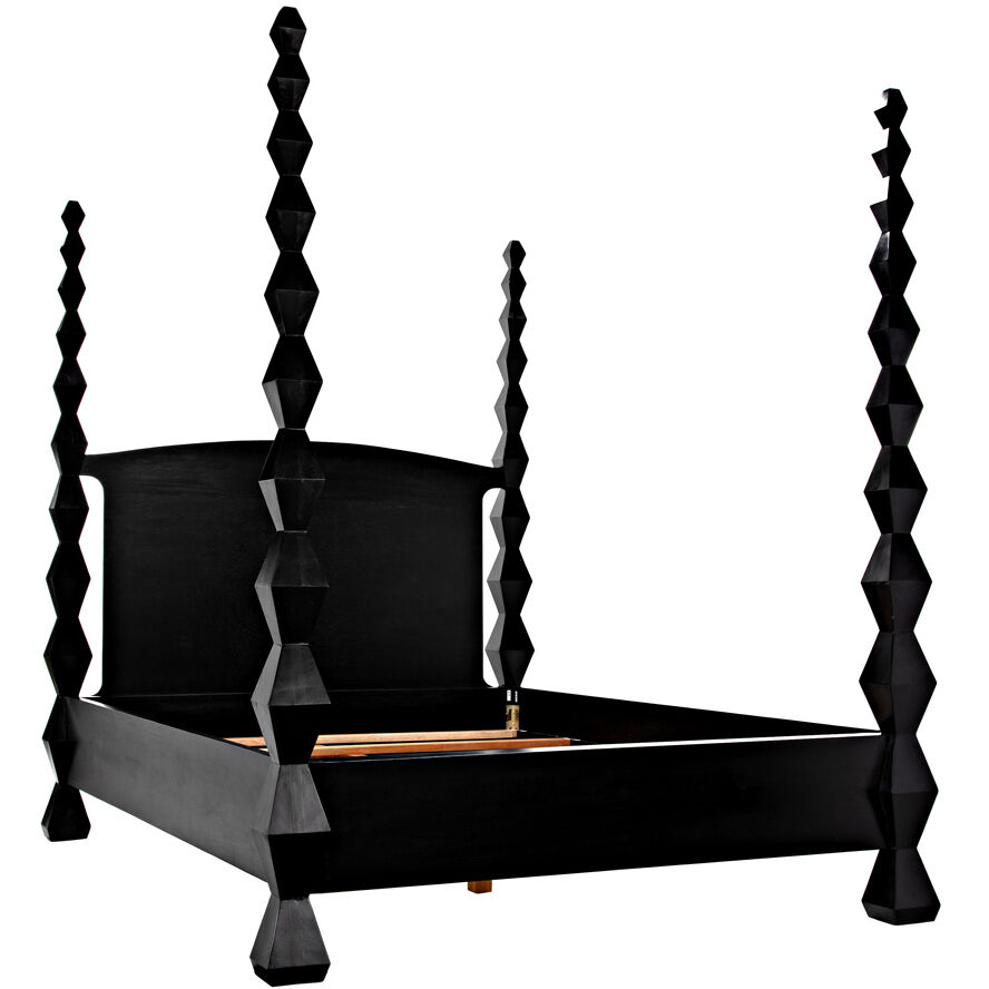 Brancusi Hand Rubbed Black Bed, Queen
