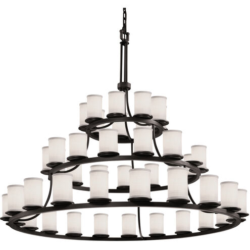 Textile 45 Light 60 inch Matte Black Chandelier Ceiling Light in White, Incandescent, Cylinder w/ Flat Rim