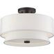 Fontana 3 Light 15 inch Bronze Semi-Flush Ceiling Light