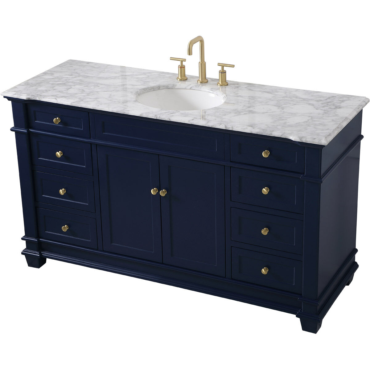Wesley 60 X 21.5 X 35 inch Blue Vanity Sink Set