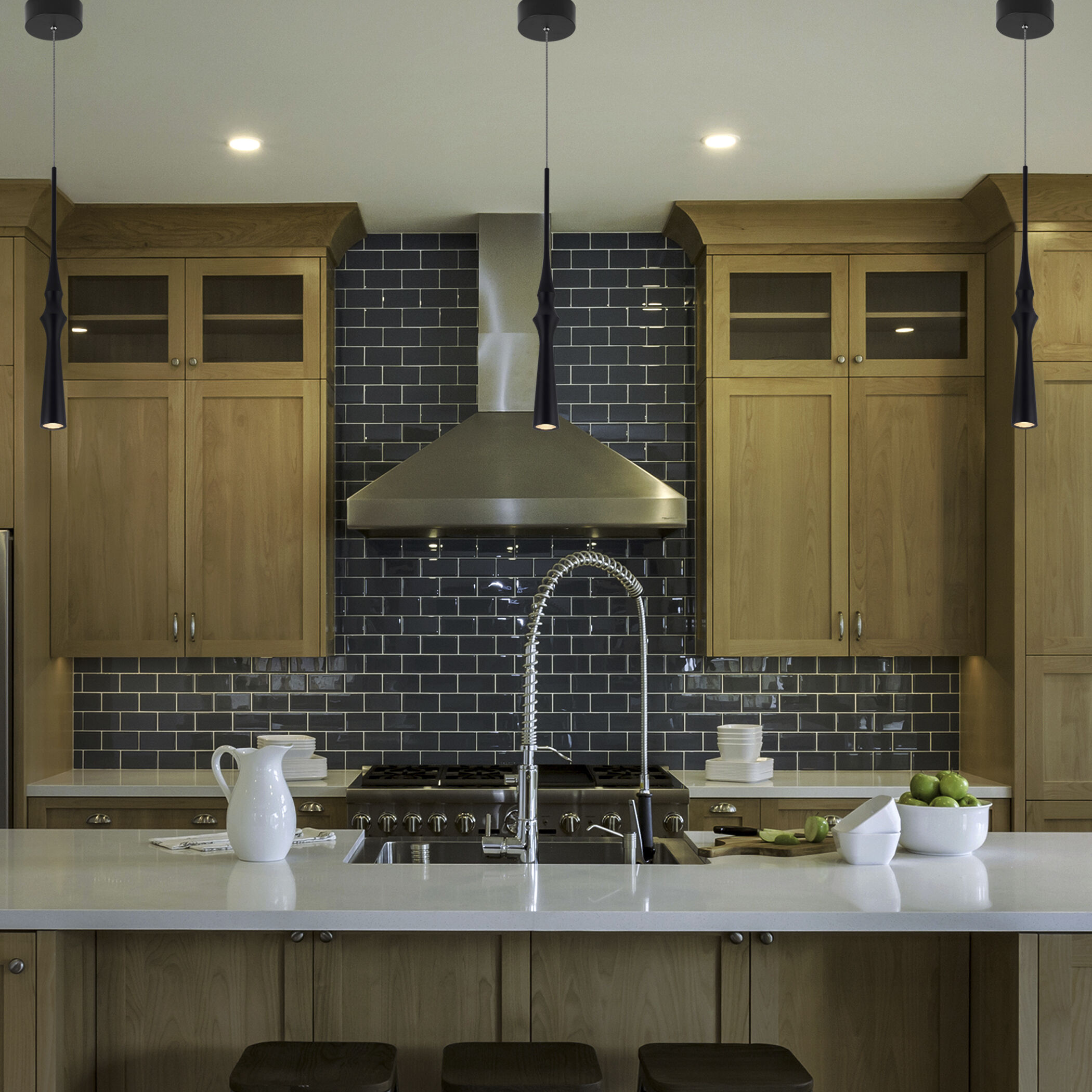 Polaris 5.25 inch Black Pendant Ceiling Light