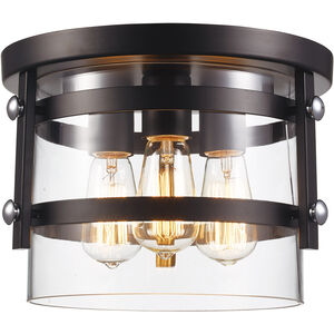 Anderson 3 Light 12 inch Black and Polished Chrome Flushmount Ceiling Light
