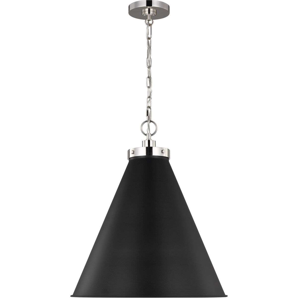 C&M by Chapman & Myers Wellfleet 1 Light 19.5 inch Midnight Black and Polished Nickel Pendant Ceiling Light in Midnight Black / Polished Nickel