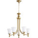 Rossington 5 Light 25 inch Aged Brass Chandelier Ceiling Light in Satin Opal