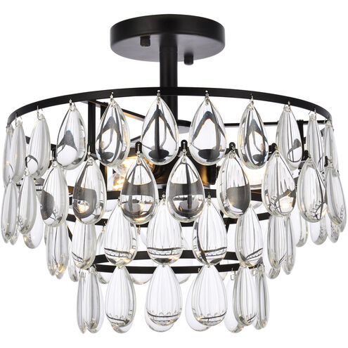 Mila 3 Light 14 inch Black Flush Mount Ceiling Light