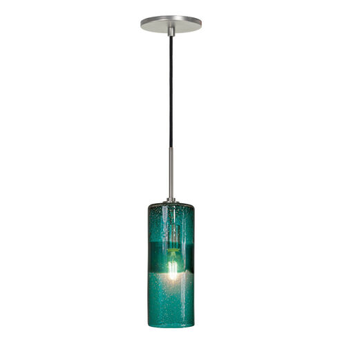 Envisage VI 1 Light 5 inch Brushed Nickel Mini Pendant Ceiling Light in Envisage Teal