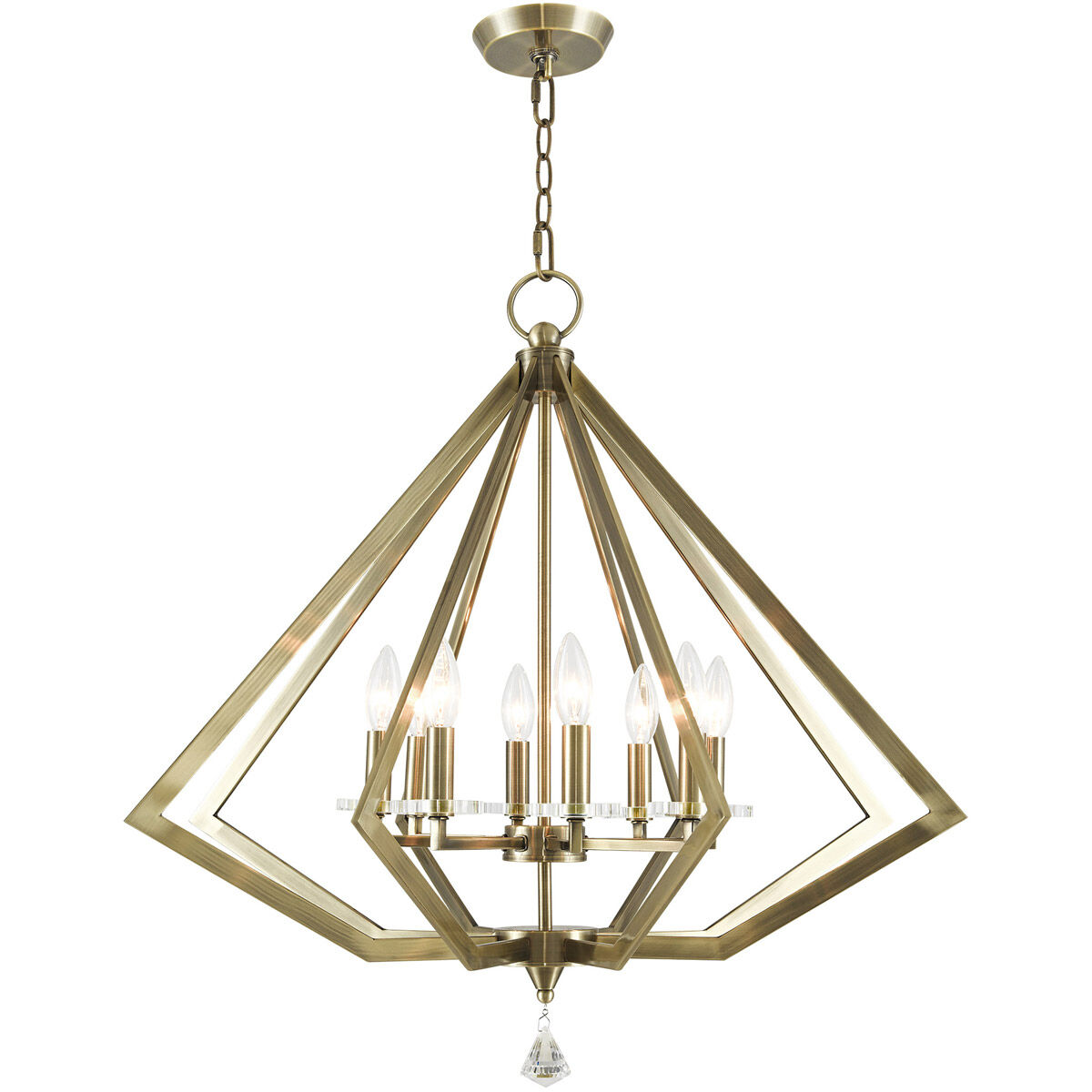 Diamond 8 Light 28 inch Antique Brass Chandelier Ceiling Light