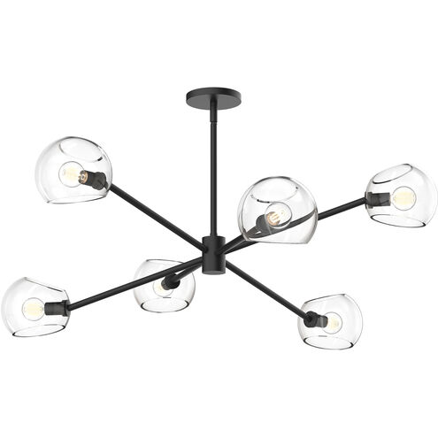 Alora Mood Willow 6 Light 37 inch Matte Black Chandelier Ceiling Light in Clear