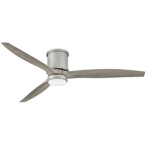 Hover Flush 60 inch Brushed Nickel with Weathered Wood Blades Ceiling Fan