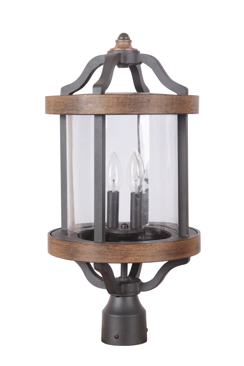 Ashwood 2 Light 22 inch Textured Black/Whiskey Barrel Outdoor Post Mount