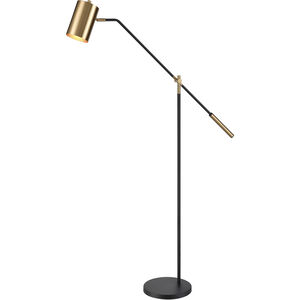 Oliver Avenue 66 inch 7.00 watt Matte Black with Aged Brass Floor Lamp Portable Light