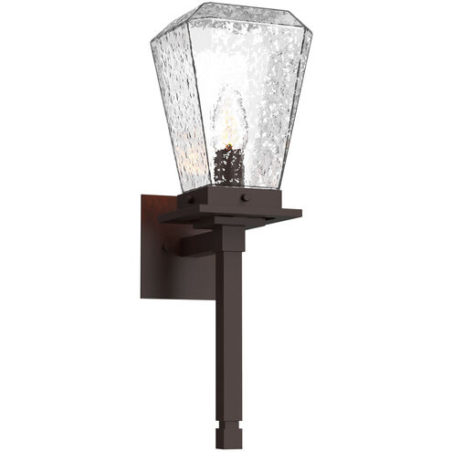 Outdoor Chilled Glass 1 Light Statuary Bronze Outdoor Sconce in E26 Incandescent, Beacon Torch
