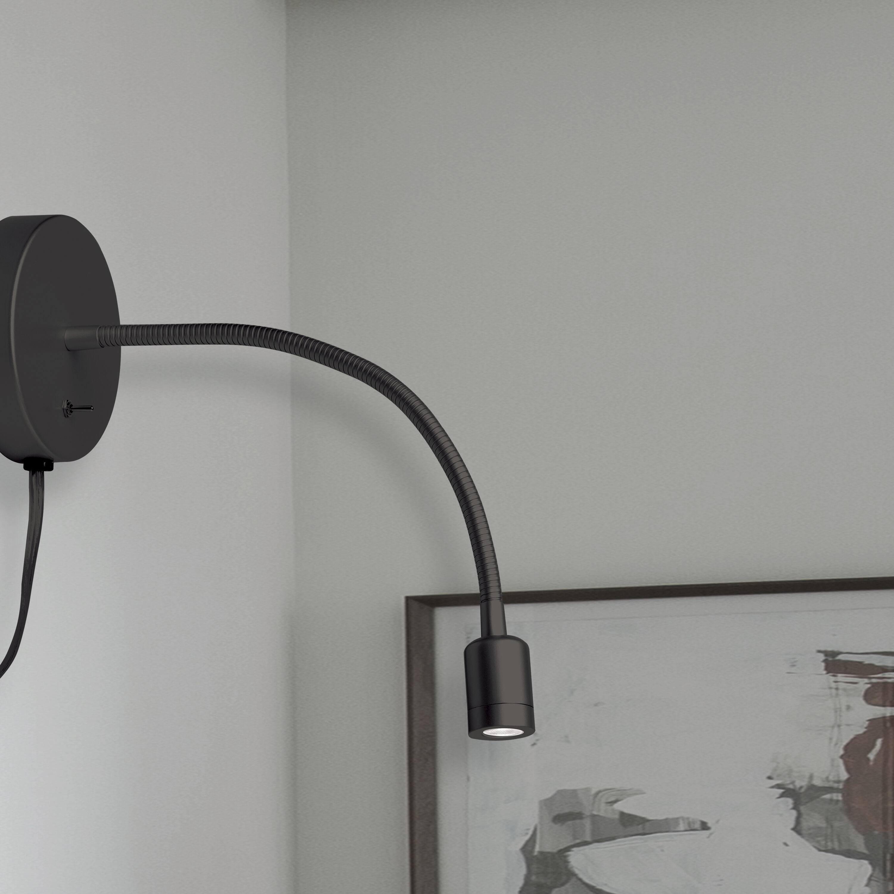 Wynne 13 inch 3.00 watt Matte Black Task Wall Light, Gooseneck